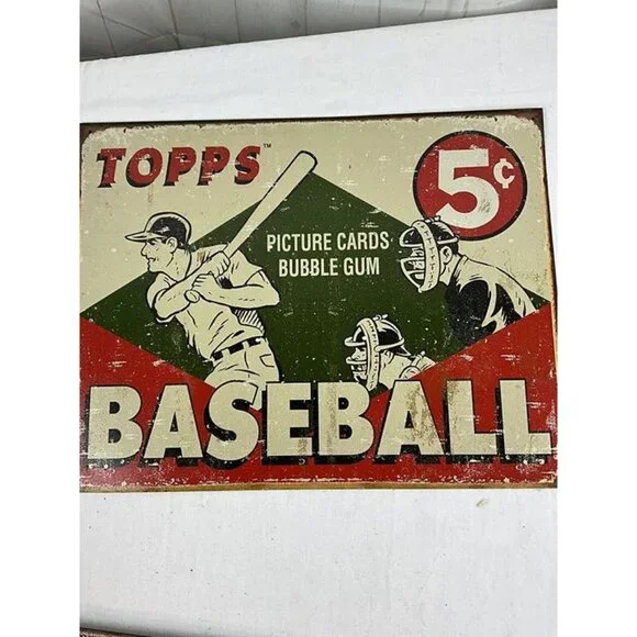 Vintage Metal Art “Topps 1955 Baseball Box” Decorative Tin Sign - Picture 1 of 2